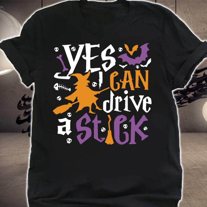 Halloween witch costume Yes I can drive a stick t-shirt shirt