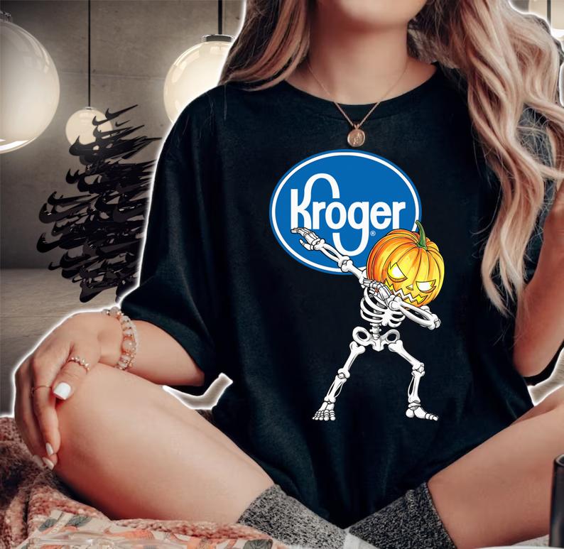 Skeleton Dabbing Halloween Pumpkin Kroger t-shirt woman shirt