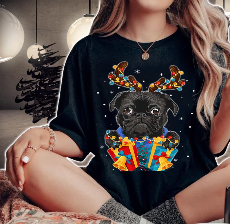 Black Pug Blinker - Nice Dog Christmas Lover Gift sweater t-shirt woman shirt