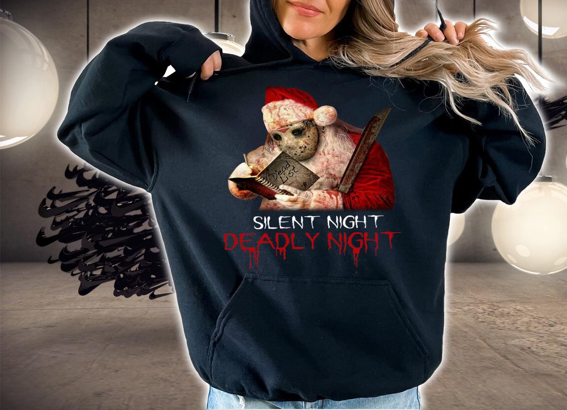 Santa Jason Voorhees silent night deadly night Christmas t-shirt hoodie