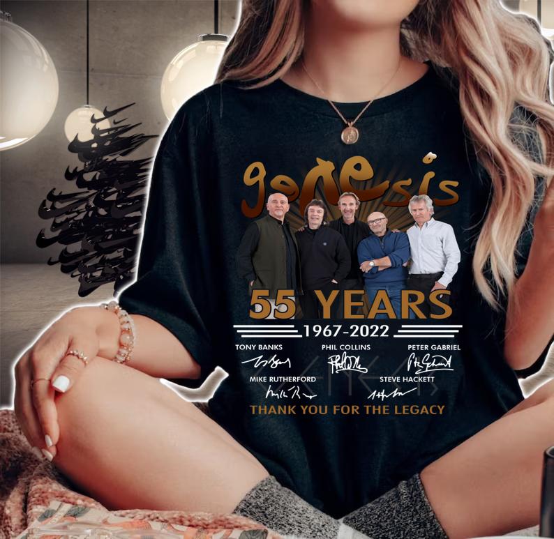 Genesis rock band 55 years 1967-2022 signed thank you for the legacy t-shirt woman shirt