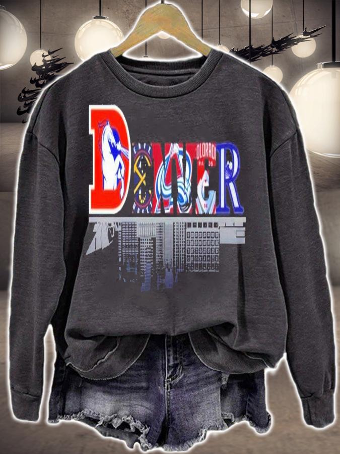 Denver sport teams city skyline t-shirt sweatshirt