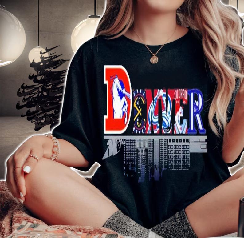 Denver sport teams city skyline t-shirt woman shirt