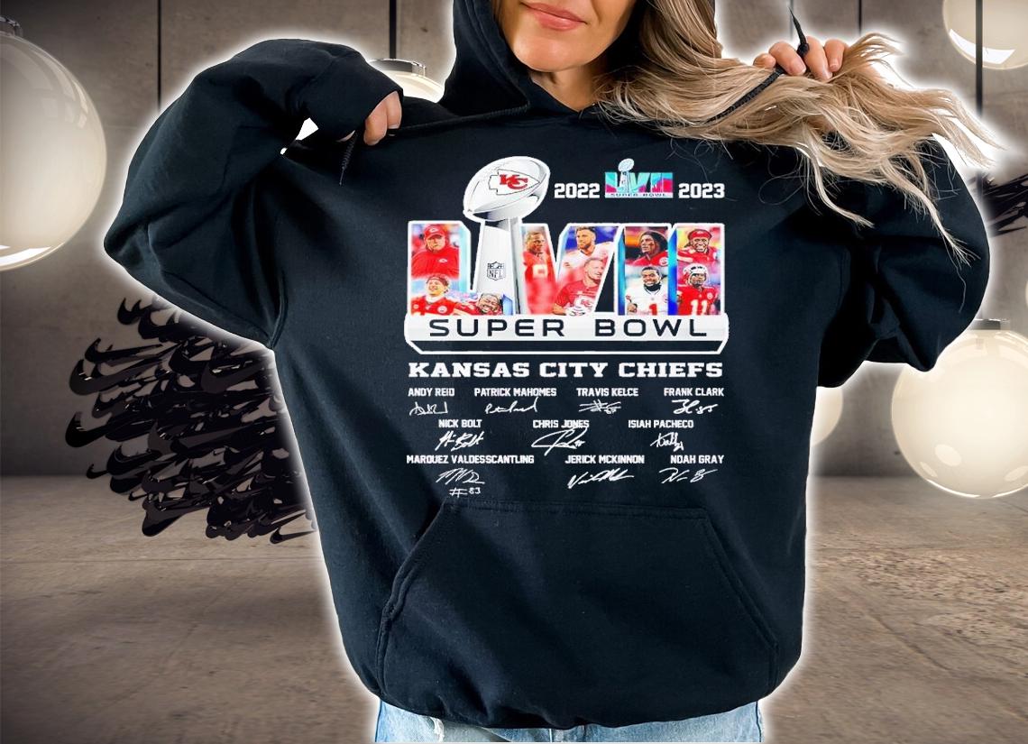 2022 2023 Super Bowl LVII Kansas City Chiefs signatures shirt t-shirt hoodie