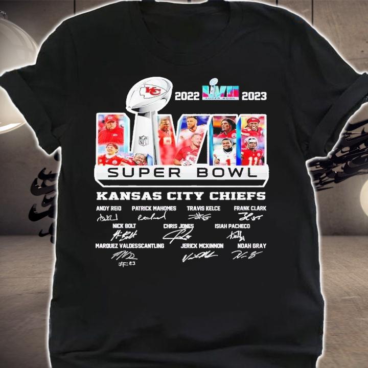 2022 2023 Super Bowl LVII Kansas City Chiefs signatures shirt t-shirt shirt