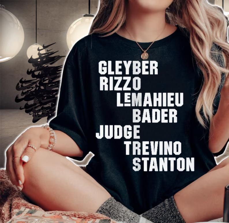Bombers Names Gleyber Rizzo Lemahieu Bader Judge Shirt t-shirt woman shirt