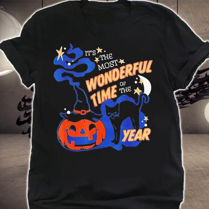 Black Cat Halloween It's the Most Wonderful Time Of The Year T-Shirt t-shirt shirt