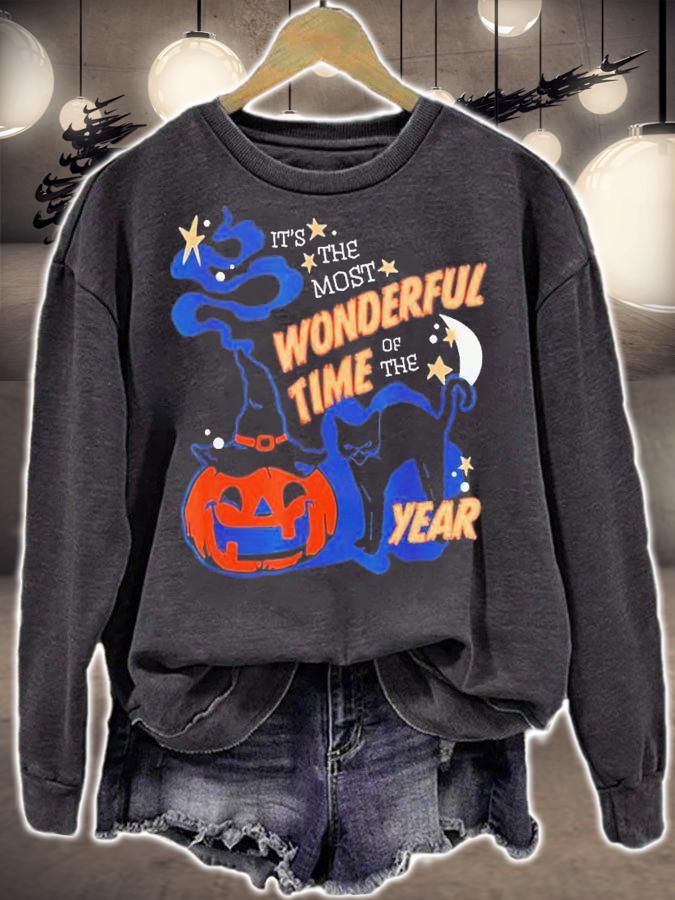 Black Cat Halloween It's the Most Wonderful Time Of The Year T-Shirt t-shirt sweatshirt