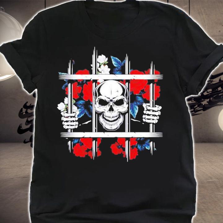 Prison Skeleton Flowers Skull T-Shirt t-shirt shirt