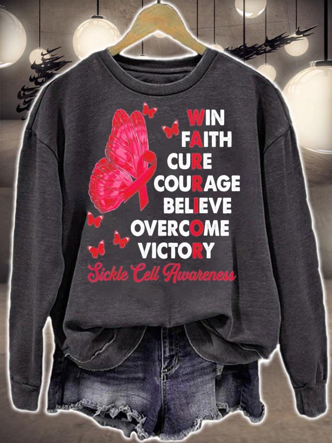 Warrior Win Faith Cure Ribbon Sickle Cell Awareness T-Shirt t-shirt sweatshirt