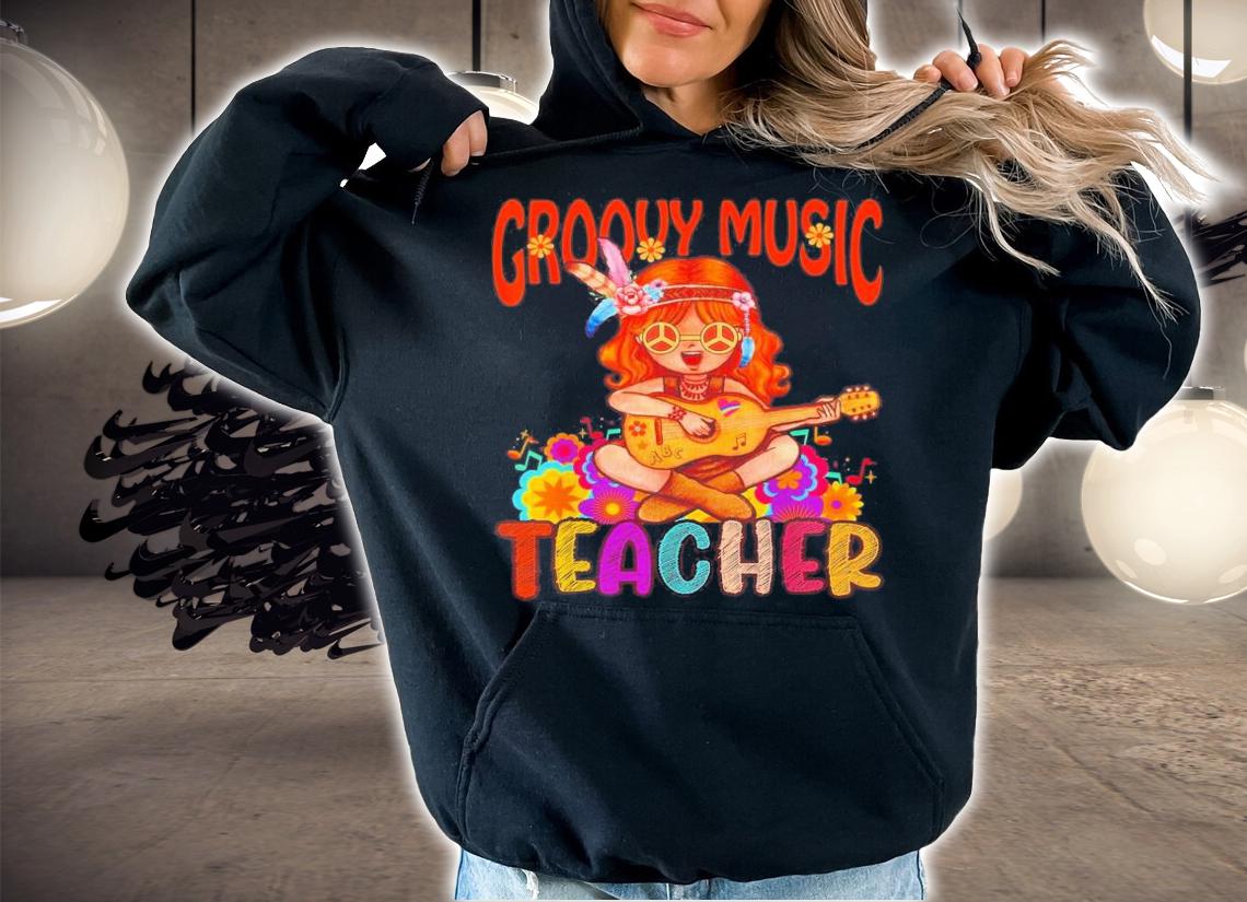 Groovy Music Teacher Back To School Vintage Retro Hippie T-Shirt t-shirt