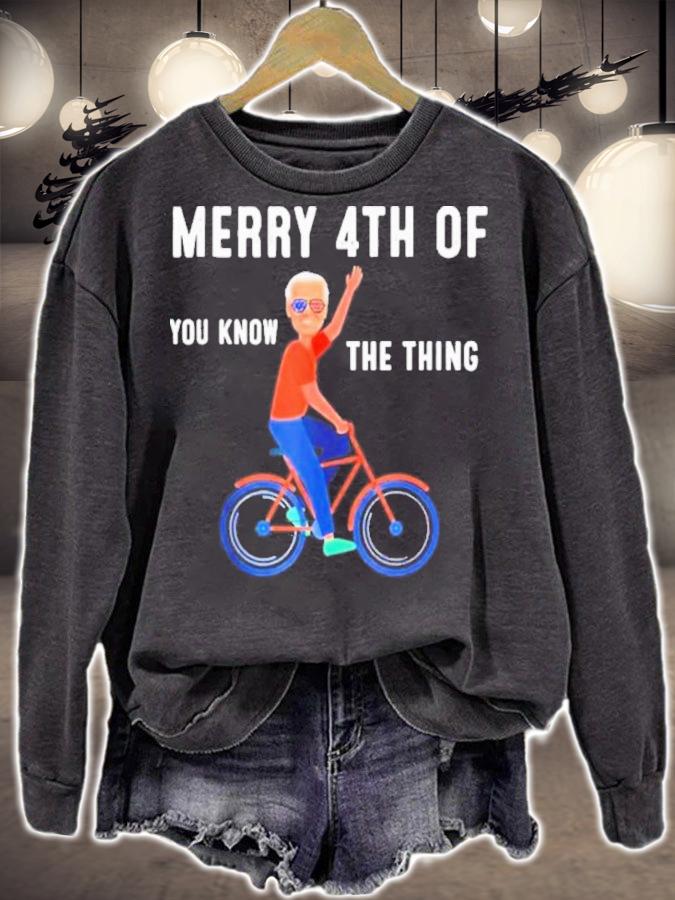Joe Biden Falls Off His Bike Merry 4th Of You Know The Thing Shirt t-shirt sweatshirt