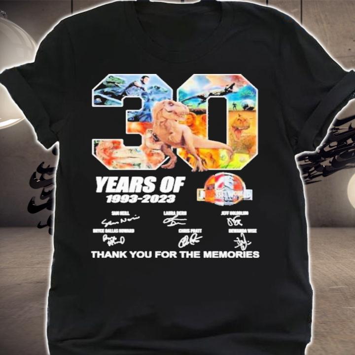 Jurassic World 30 Years Of 1993-2023 Signatures Thank You For The Memories Shirt t-shirt