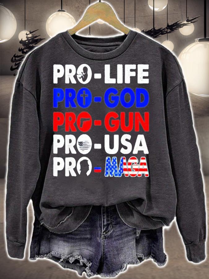 Pro Life Pro God Pro Gun Pro USA Pro MAGA Trump USA Flag T-Shirt t-shirt