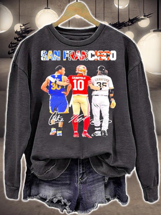 San Francisco Stephen Curry Jimmy Garoppolo And Brandon Crawford Signatures Shirt t-shirt sweatshirt