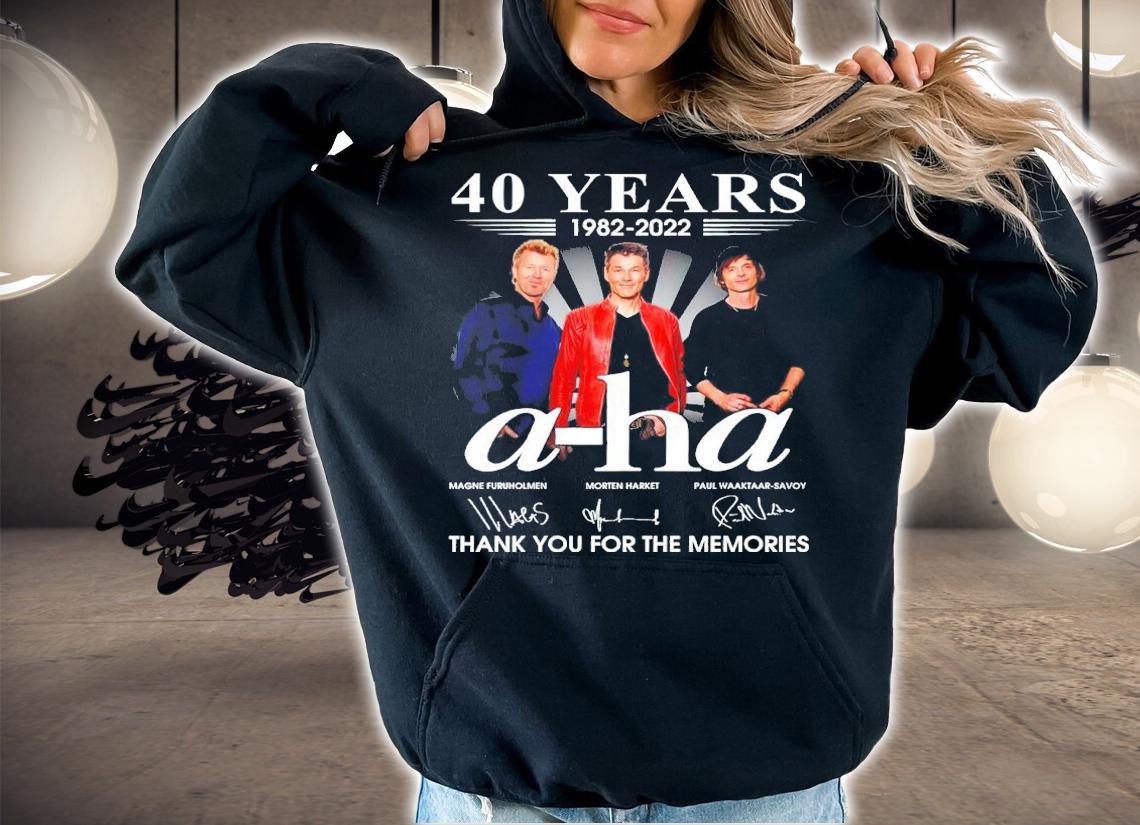 40 years 1982-2022 a-ha signatues thank you for the memories shirt t-shirt