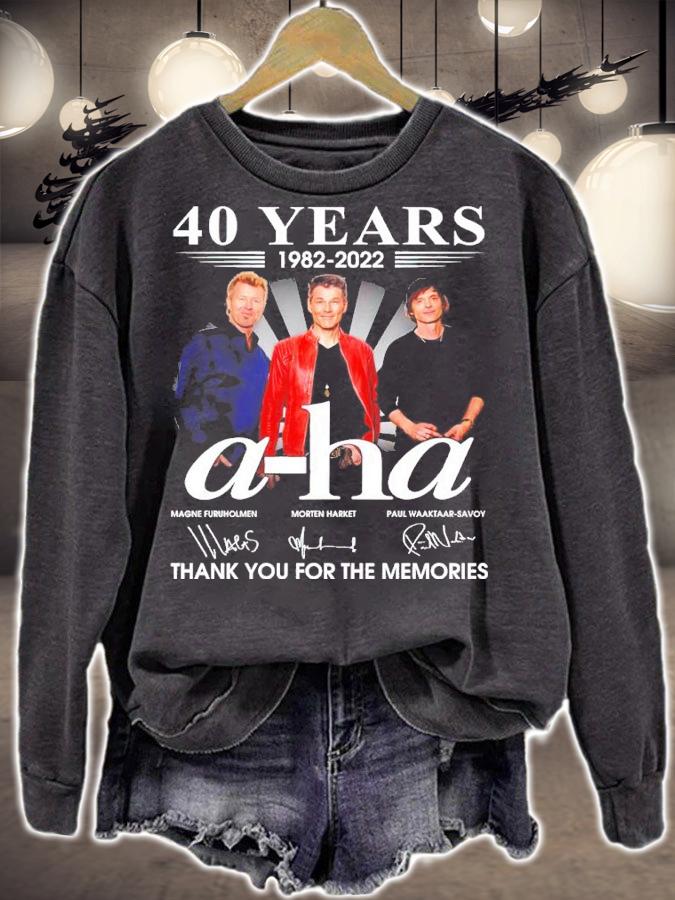 40 years 1982-2022 a-ha signatues thank you for the memories shirt t-shirt