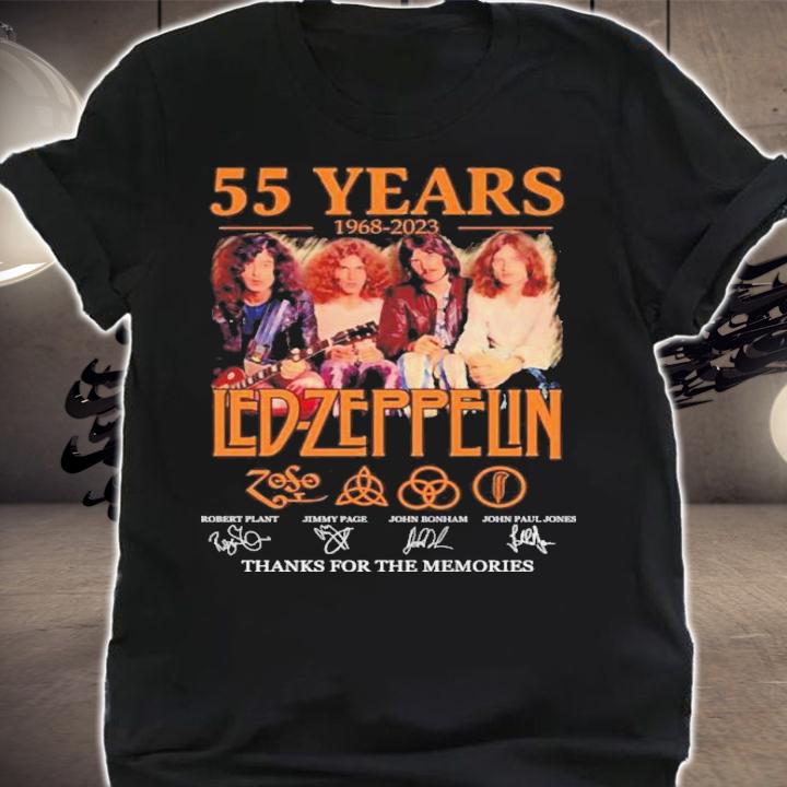 55 Years 1968-2023 Led-Zeppelin Signatures Thank You For The Memories Shirt t-shirt
