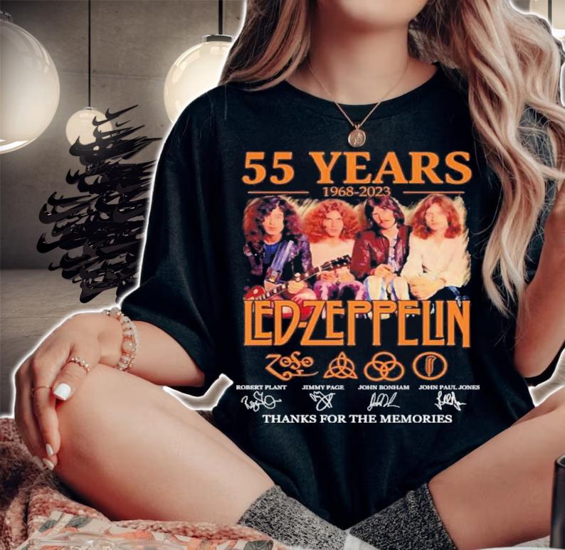 55 Years 1968-2023 Led-Zeppelin Signatures Thank You For The Memories Shirt t-shirt