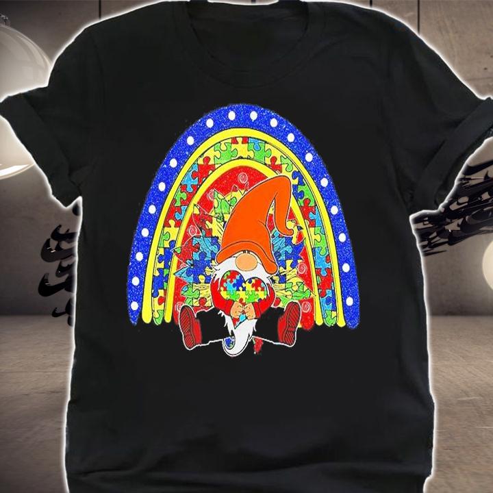 Autism Awareness Gnomes Holding Heart Rainbow Puzzle T-Shirt t-shirt shirt
