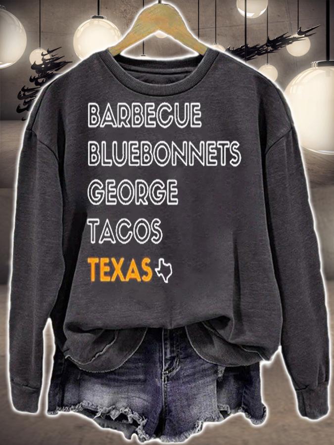 Bbq Barbecue Bluebonnets George Tacos Texas Shirt t-shirt sweatshirt