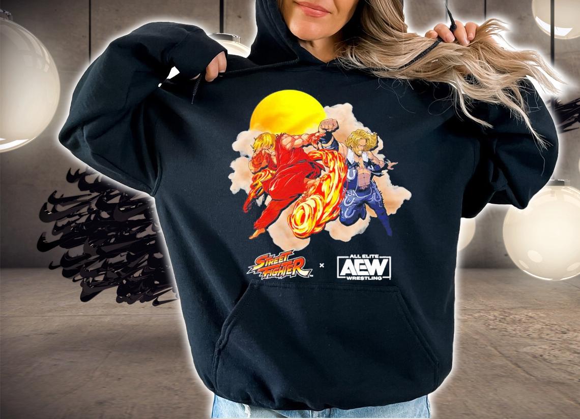 Hangman Adam Page Vs. Ken Street Fighter x AEW Capcom x Nerds Clothing Collaboration Shirt t-shirt hoodie