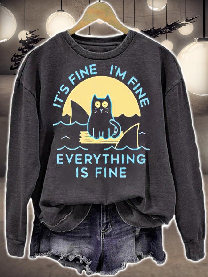It's fine I'm fine everything is fine funny Cat T-shirt t-shirt