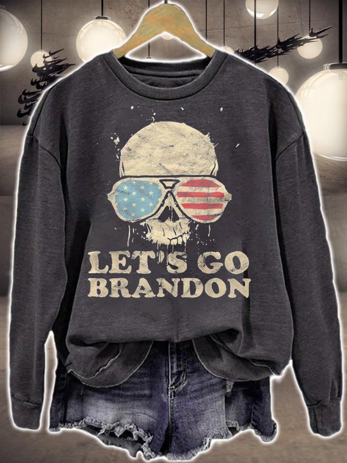 Let's Go Brandon Skull Sunglasses American Flag T-Shirt t-shirt sweatshirt