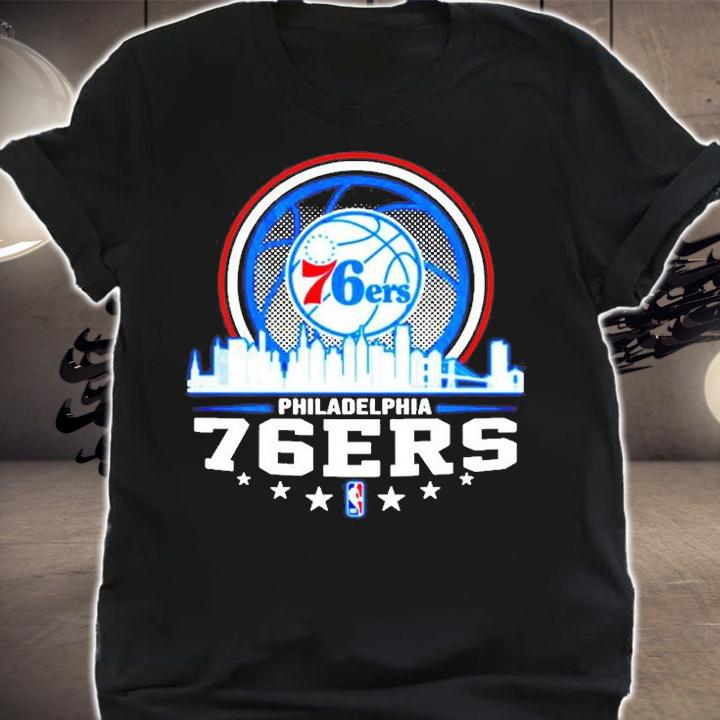 Nice Philadelphia 76ers NBA City Skyline T-Shirt t-shirt shirt