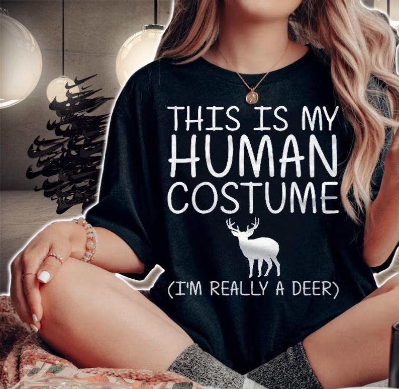 Deer Easy Halloween Human Costume Fawn Elk Stag Diy Gift Shirt t-shirt woman shirt