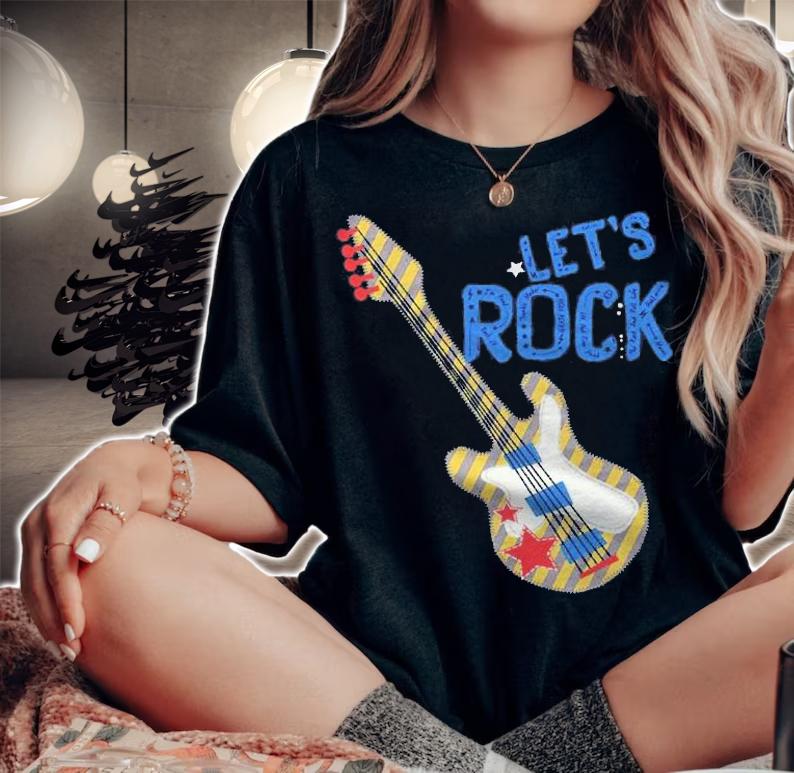 Lets Rock Star Rock N Roll Retro 80S Music Gift Women Men shirt t-shirt woman shirt