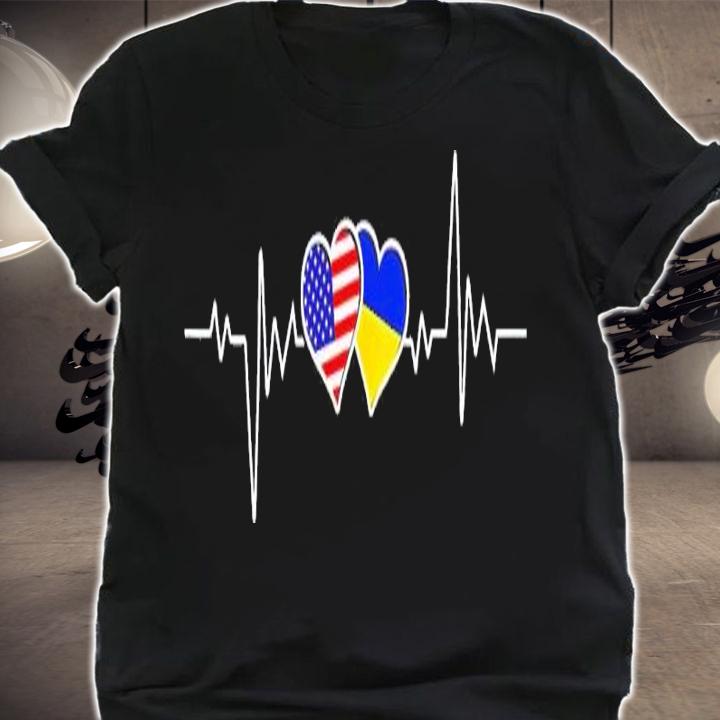 Support Ukraine I Stand With Ukraine Ukrainian USA Heartbeat shirt t-shirt shirt