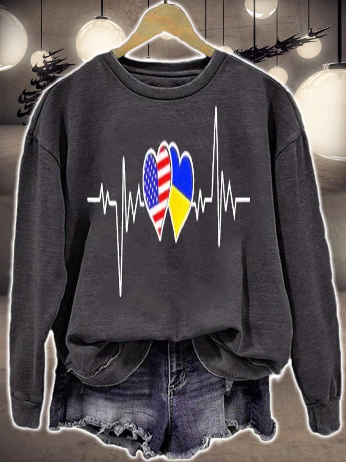 Support Ukraine I Stand With Ukraine Ukrainian USA Heartbeat shirt t-shirt sweatshirt