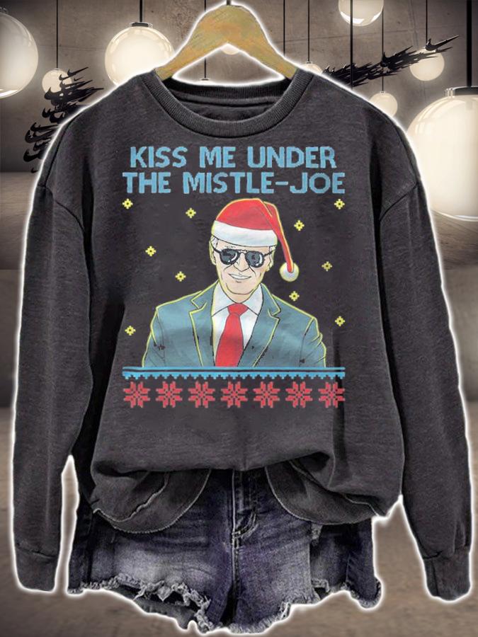 Official kiss Me Under The Mistle Joe Biden Christmas T-Shirt t-shirt sweatshirt