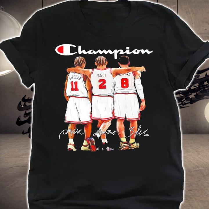 Champion Chicago Bulls Zach Lavine Lonzo Ball Demar Derozan Signatures Shirt t-shirt