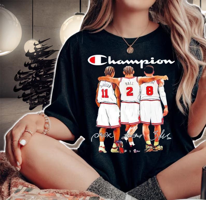 Champion Chicago Bulls Zach Lavine Lonzo Ball Demar Derozan Signatures Shirt t-shirt