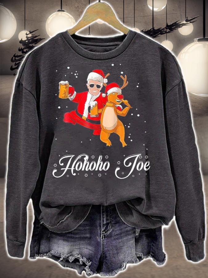 Merry Christmas With Biden Hohoho Joe Santa Claus Reindeer Beer T-Shirt t-shirt sweatshirt
