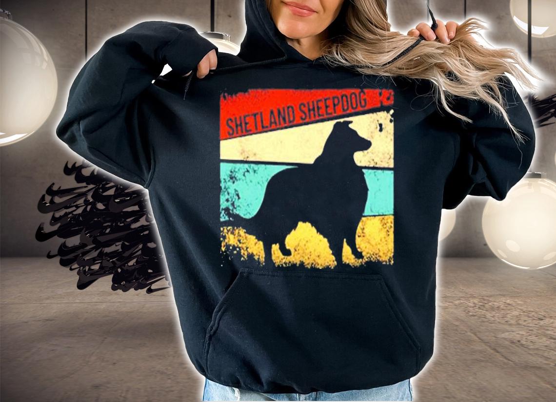 Retro Shetland Sheepdog Dog Breed Silhouette Sheltie T-Shirt t-shirt hoodie