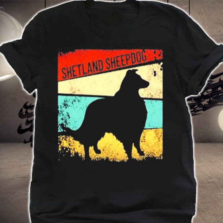 Retro Shetland Sheepdog Dog Breed Silhouette Sheltie T-Shirt t-shirt shirt