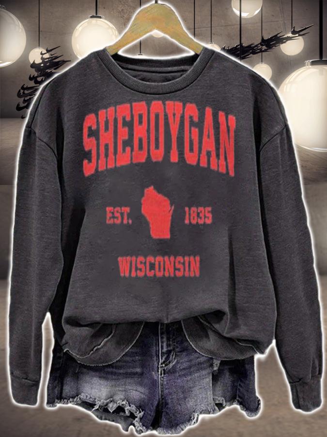 Sheboygan Wisconsin Wi Vintage Sports Design Red Print T-shirt t-shirt