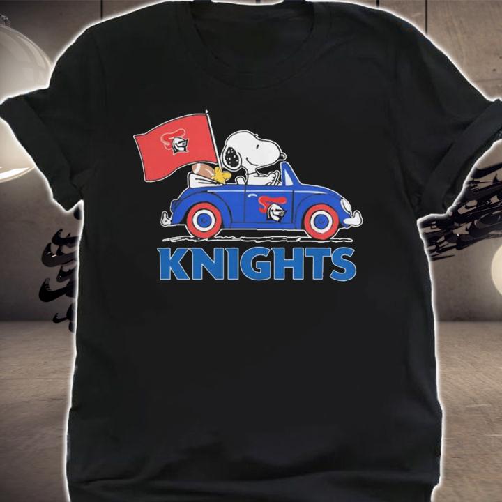 Snoopy And Woodstock Driving Car Newcastle Knights Flag t-shirt