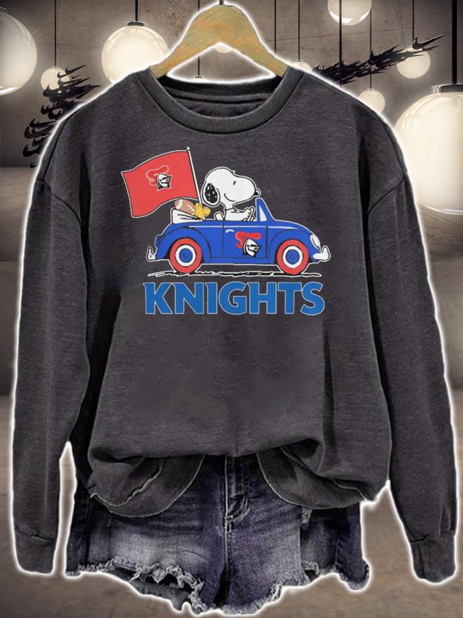 Snoopy And Woodstock Driving Car Newcastle Knights Flag t-shirt