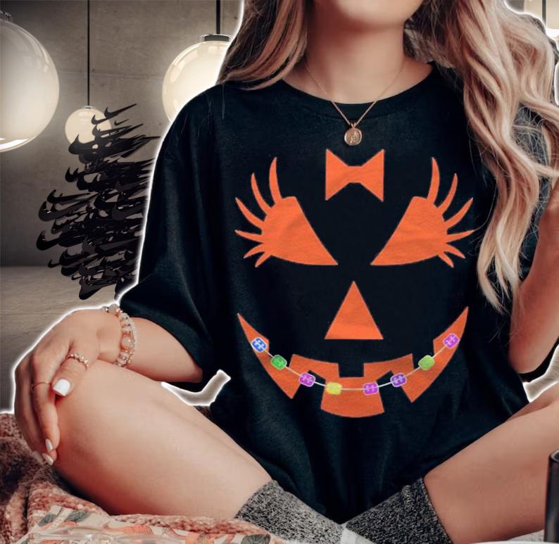 Halloween Pumpkin With Braces Orthodontist Costume Tshirt Essential Shirt woman shirt