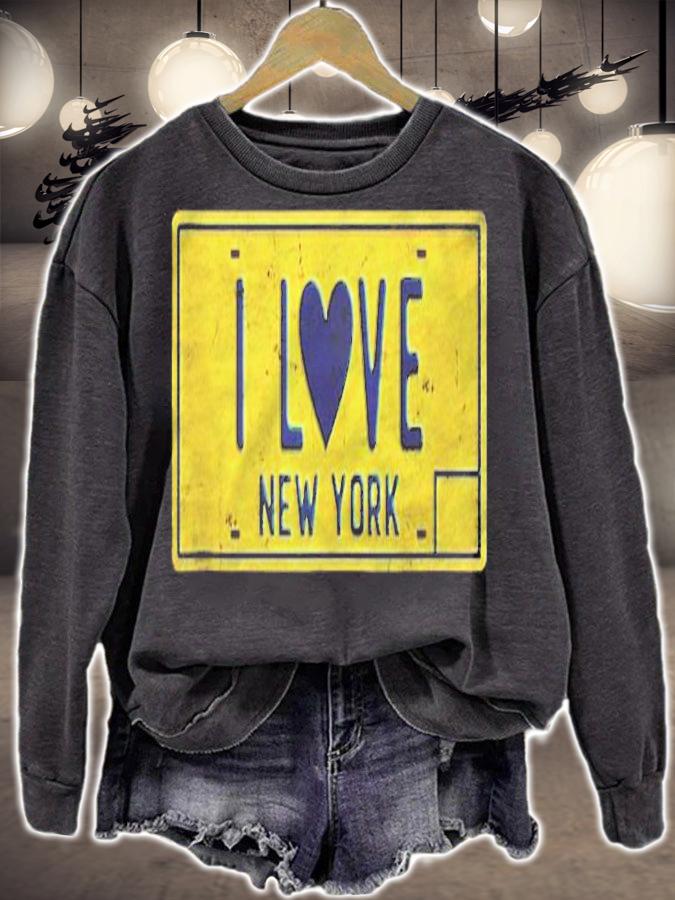 I Love Ny Nyc Manhattan Retro New York License Plate Graphic T-shirt