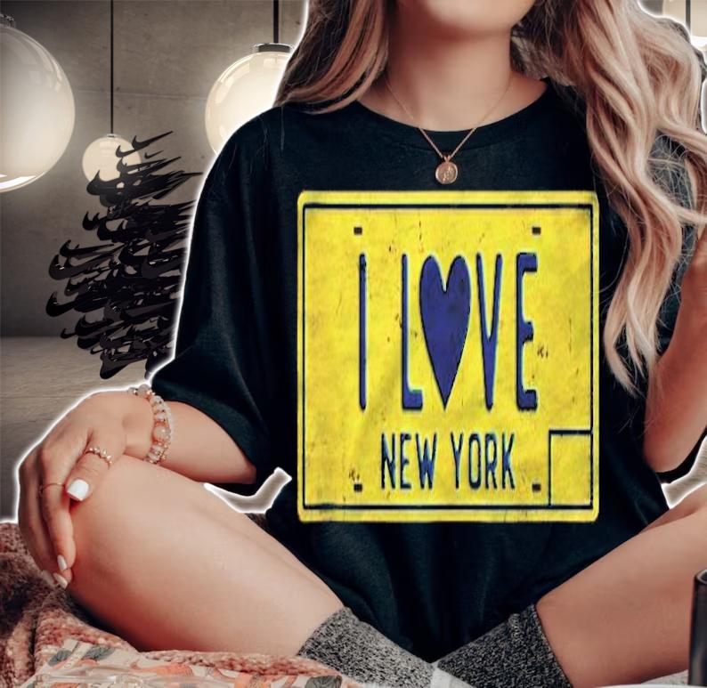 I Love Ny Nyc Manhattan Retro New York License Plate Graphic T-shirt