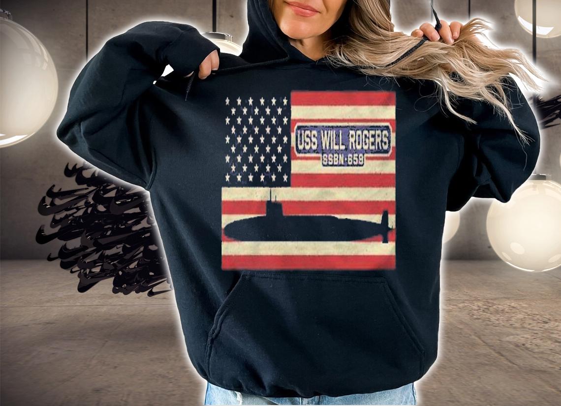 Uss Will Rogers Ssbn 659 Submarine Usa American Flag Shirt
