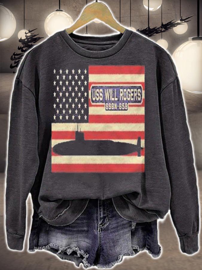 Uss Will Rogers Ssbn 659 Submarine Usa American Flag Shirt