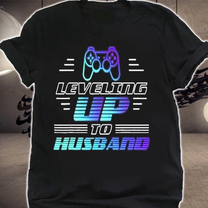 Gamer Engagement Gift Leveling Up To Husband Design T-Shirt