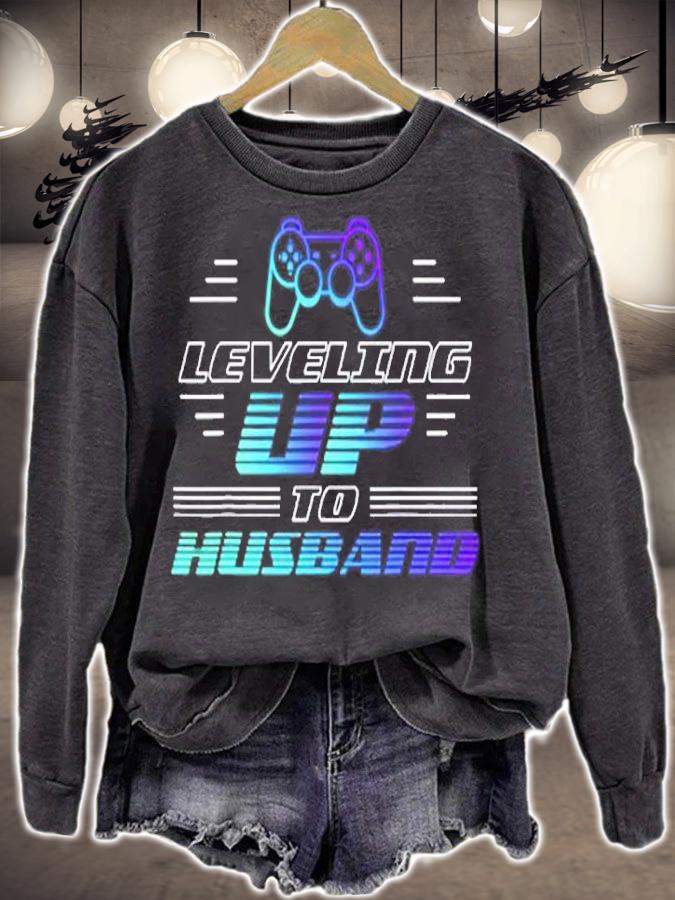 Gamer Engagement Gift Leveling Up To Husband Design T-Shirt