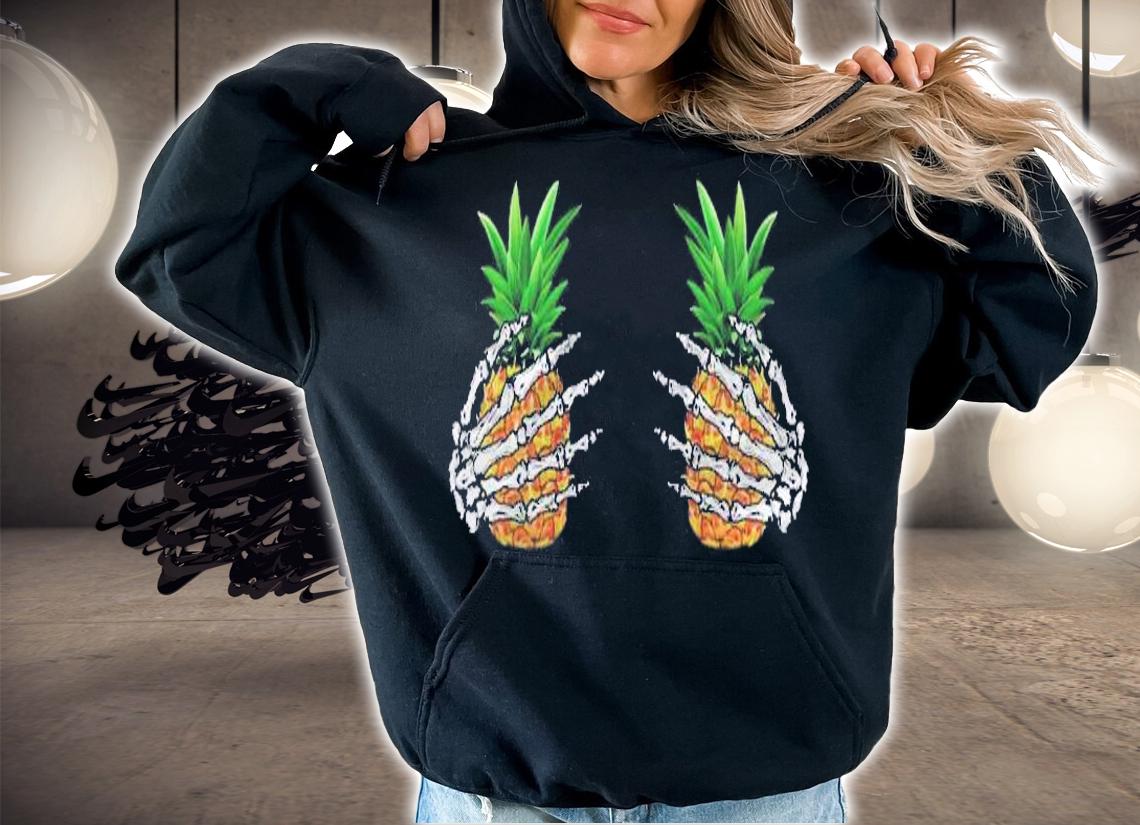 Pineapple Bra Costume Fruit Halloween Skull Skeleton Hand Shirt